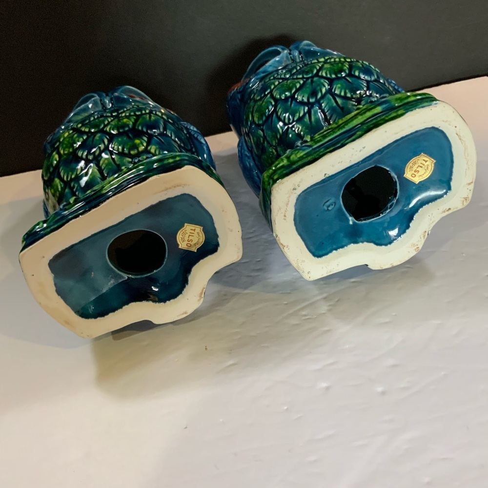 Vintage Tilso Owl Figurines Set 2 Hand Painted on Branch Blue Japan #38 - Picture 7 of 9